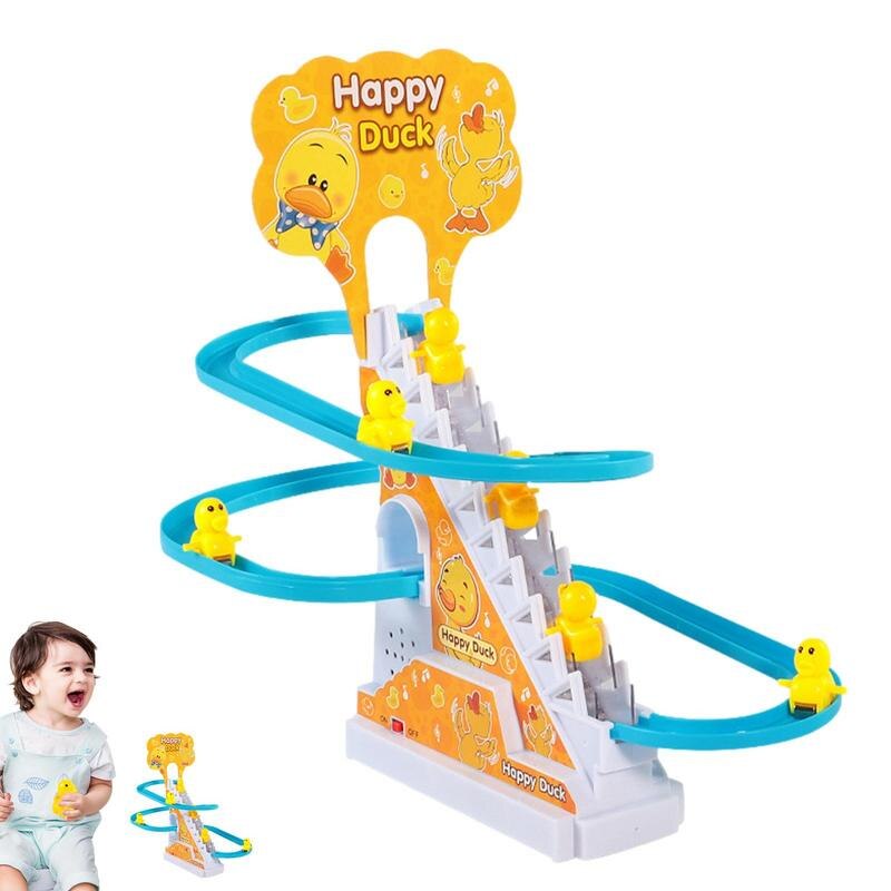 오리 등반 계단 오리 슬라이드, 실내 장난감, 어린이 조립 장난감, 트랙 슬라이드, 계단 LED 조명 및 음악 홈